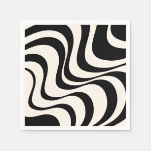 Black and pastel modern retro waves design  napkin