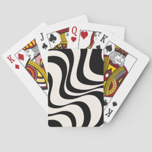 Black and pastel modern retro waves design playing cards