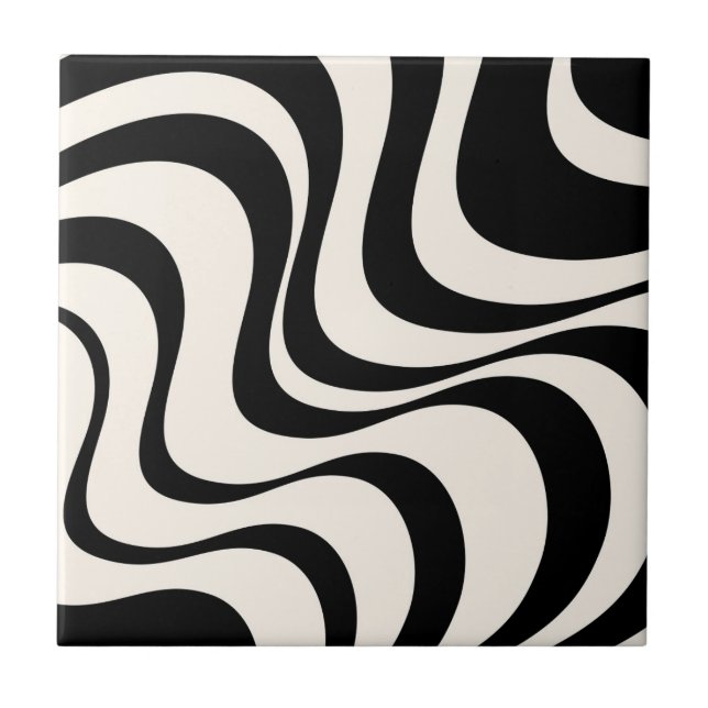 Black and pastel modern retro waves design  tile (Front)