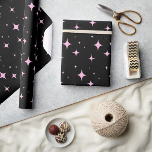 Black and Pastel Pink Simple Minimalistic  Wrapping Paper