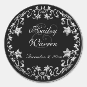 Black and Pewter 1.5" Diameter Round Sticker