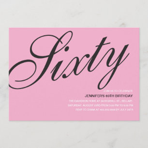 Black and Pink 60th Birthday Invitations