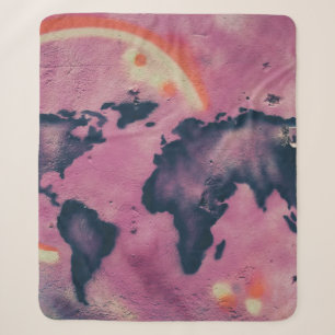 Black and pink abstract art sherpa blanket