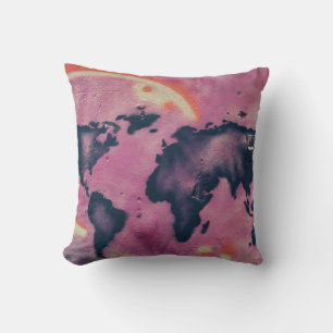 Black and pink abstract art throw pillow