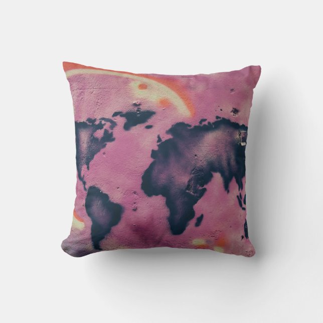 Black and pink abstract art throw pillow (Front)