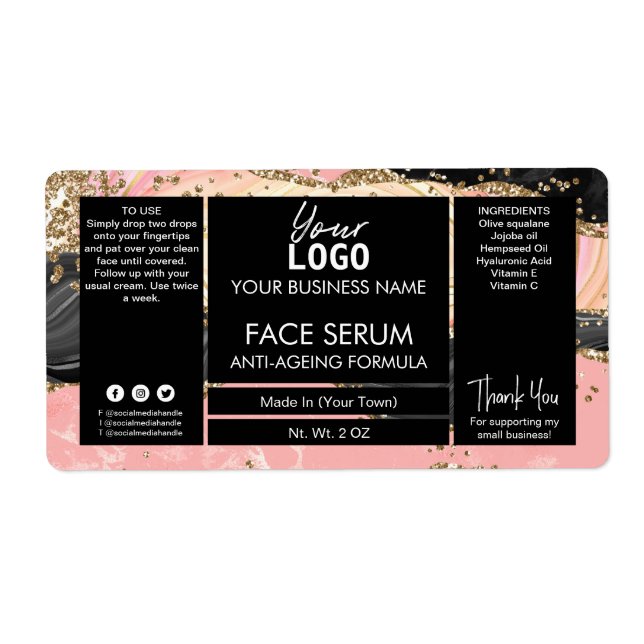 Black And Pink Agate Face Oil Serum (Front)