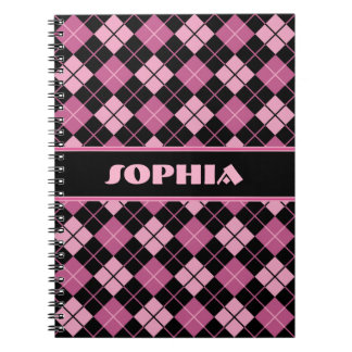 Black and Pink Argyle Notebook