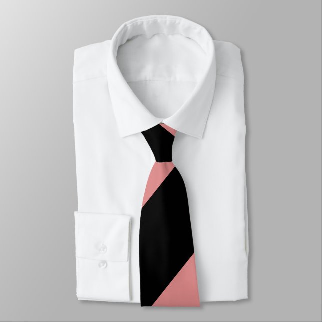 Black and Pink Broad Regimental Stripe Tie (Tied)