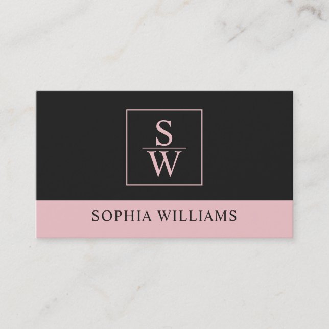 Black And Pink  Business Card (Front)