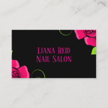 Black and pink business card with flowers