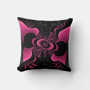 Black and Pink butterfly fractal pillow