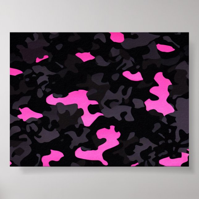 Black and Pink Camouflage Poster (Front)