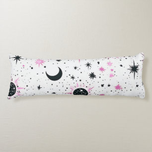 Black and Pink Celestial Sun Moon Stars Body Pillow
