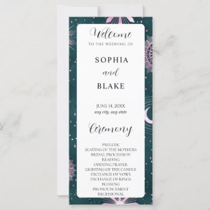 Black and Pink Celestial Wedding Program