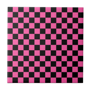 Black and pink checkerboard pattern tile