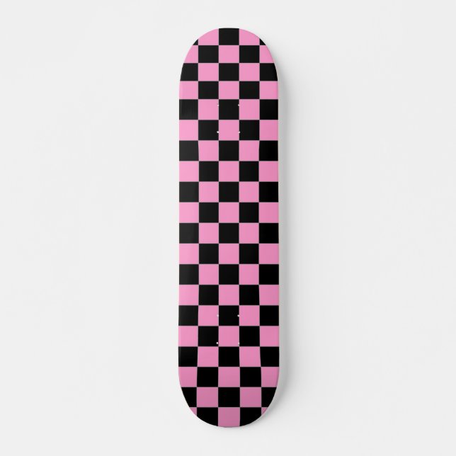 Black and Pink Chequered Skateboard (Front)