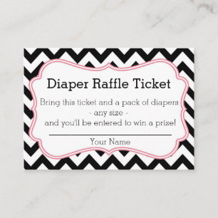 Black and Pink Chevron Diaper Raffle Ticket Enclosure Card