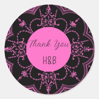 Black and Pink  Classic Round Sticker