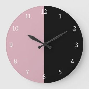 Black and pink colour block large clock