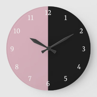 Black and pink colour block large clock