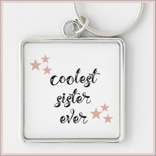 Black and Pink Coolest Sister Ever  Keychain