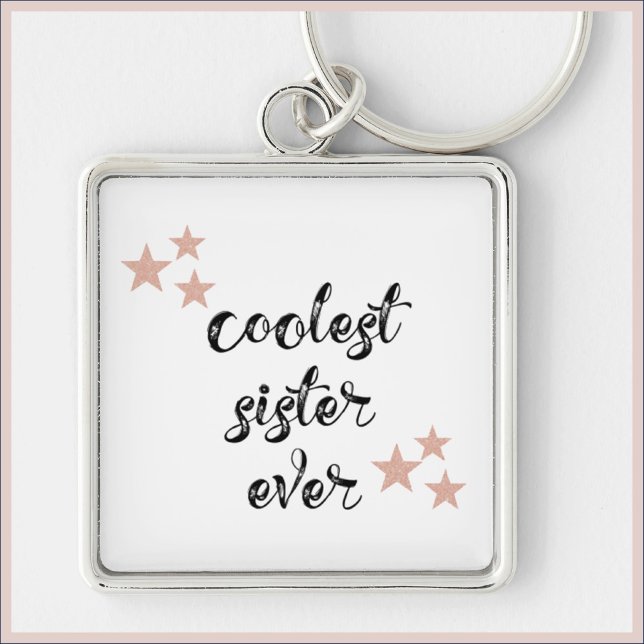 Black and Pink Coolest Sister Ever  Keychain (Creator Uploaded)