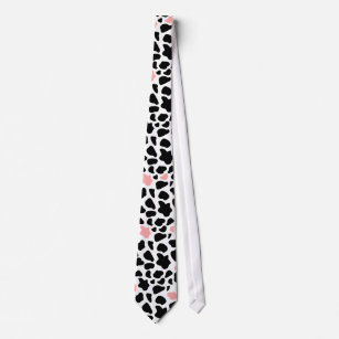 Black and pink cow print tie