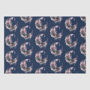 Black and Pink Crescent Moon Pattern Halloween Tissue Paper