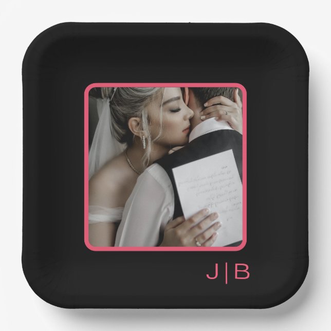  Black, and pink customizable  Paper Plate (Front)
