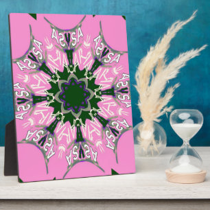 Black and Pink Cute Floral Fashion Motif Monogram Plaque