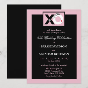 Black and Pink Cute Funny Wedding Invitations