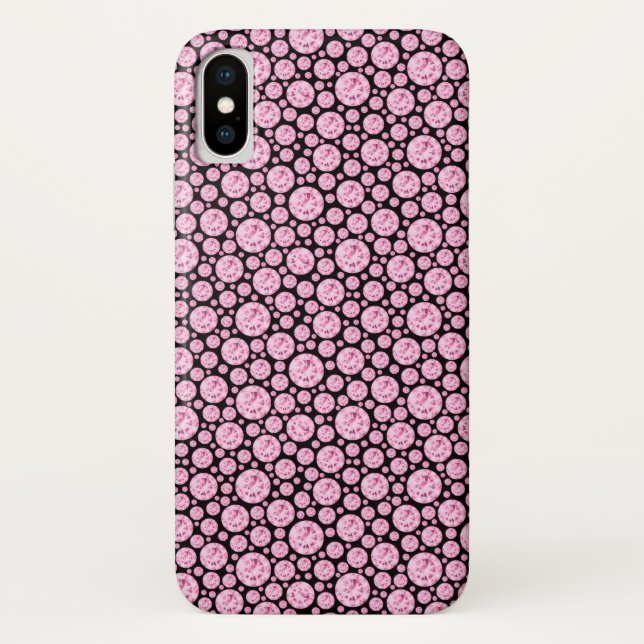 Black and Pink Diamond Bling Pattern Case-Mate iPhone Case (Back)