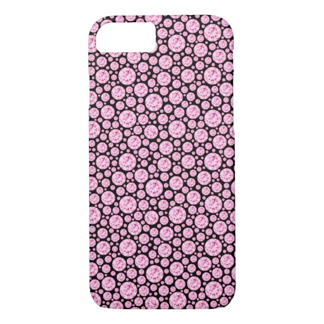 Black and Pink Diamond Bling Pattern Case-Mate iPhone Case (Back)