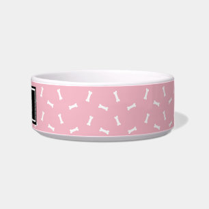 Black and Pink Dog Bones Personalized Dog Dish