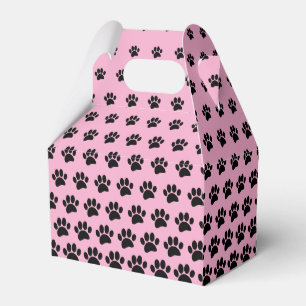 Black and Pink Dog Paw Print Pattern Custom  Favor Box