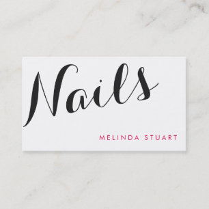 Black and Pink Elegant Typography Nail Artist Business Card