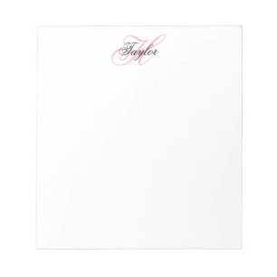 Black and Pink Fancy Monogram Notepad