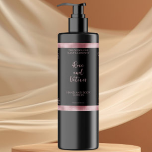Black and pink faux foil cosmetics bottle label