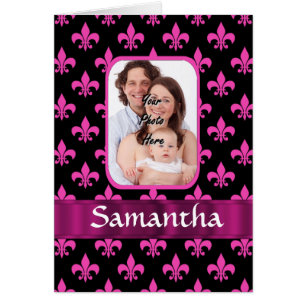 Black and pink fleur de lis