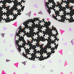 Black And Pink Floral Roller Skating Birthday Paper Plate<br><div class="desc">Cool modern pastel black and white and pink spring summer daisies and white retro roller quad skates with pink wheeles design for roller skater woman, girl. Lovable roller skates pattern design on home decor, mugs, wrapping paper, etc. Roller skates art illustration design gift for daughter, granddaughter, derby girl, roller babe....</div>