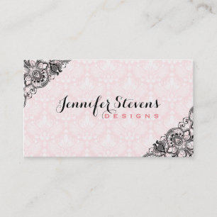 Black And Pink Floral Vintage Lace Business Card