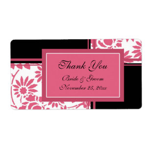 Black and Pink Floral Wedding Labels