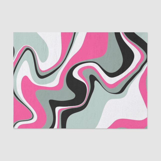 Black and Pink Fluid Abstract Tissue Paper (Front)
