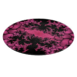 black and pink fractal cutting board
