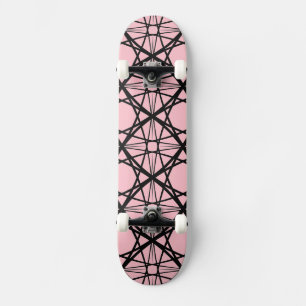 Black and Pink Geometric Art Skateboard
