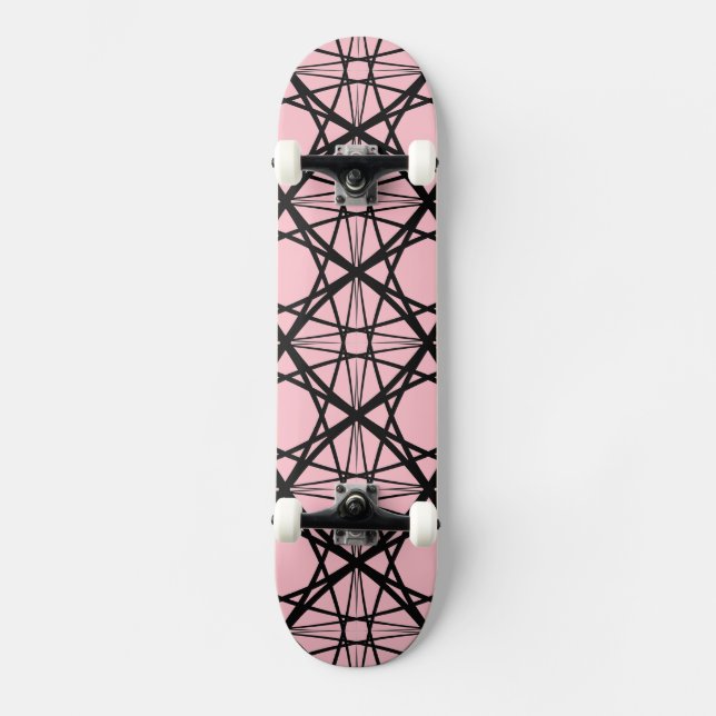 Black and Pink Geometric Art Skateboard (Front)
