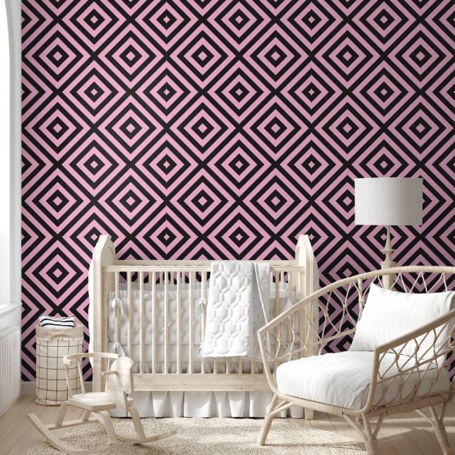 Black and pink geometric pattern wallpaper (Kids)