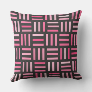 Black and Pink Geometric Throw Pillow