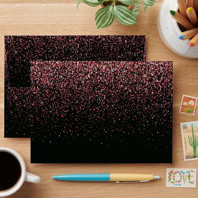 Black and Pink Glitter Envelope (Desk)
