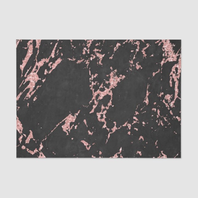 Black And Pink Glitter Marble Stone Tissue Paper (Front)